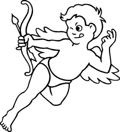 Coloring page, drawing, picture, school, education, primary school, educational image: Cupid With Bow And Arrow Valentines Day Coloring Page ...
