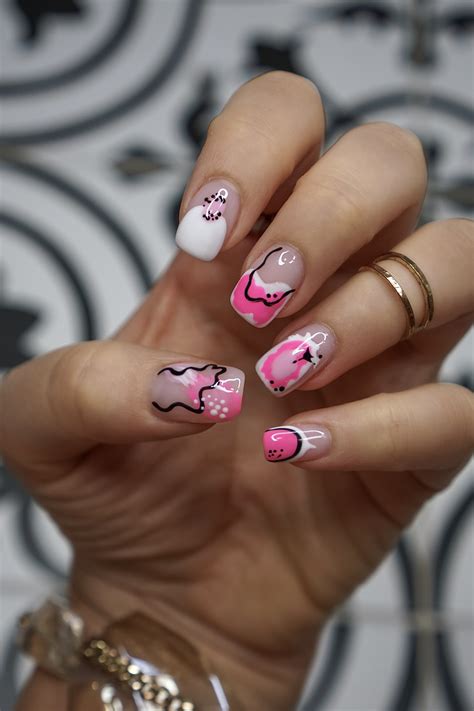 The gloves can be worn during comfortable exercises, such as perusing and sitting in front of the tv. Manicure of the Month: Pink Abstract Nail Art | Pinterest ...
