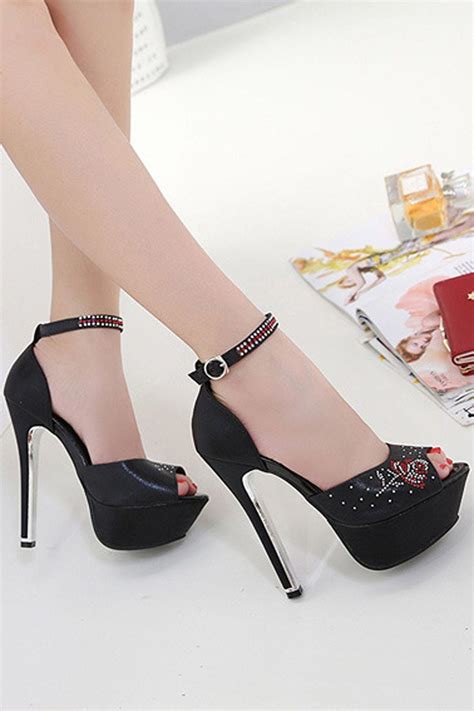 Fwrd.com has been visited by 10k+ users in the past month Black Peep Toe Floral Pattern Rhinestone Embellished ...