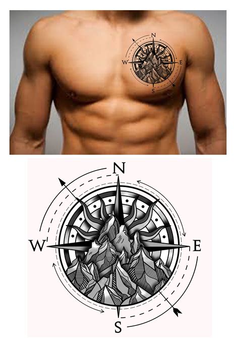 See more ideas about skydiving gear skydiving gears. 20$ Compass Mountain Chest Tattoo Design. Designer ...