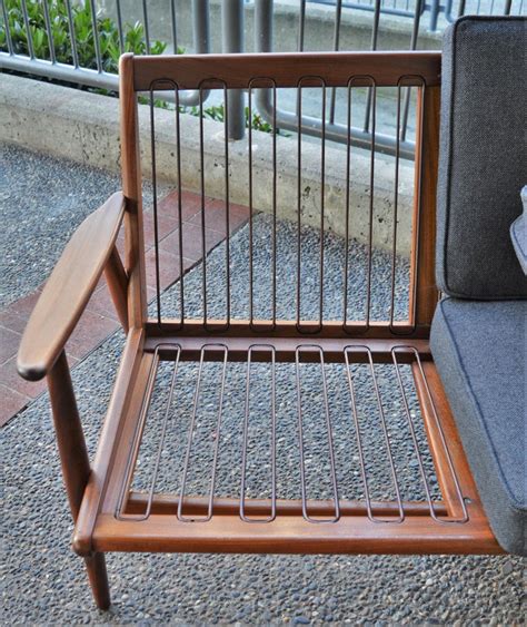 Danish Modern Teak Frame Boomerang Sofa and Pair of Lounge Chairs in New Kravdrat For Sale at ...