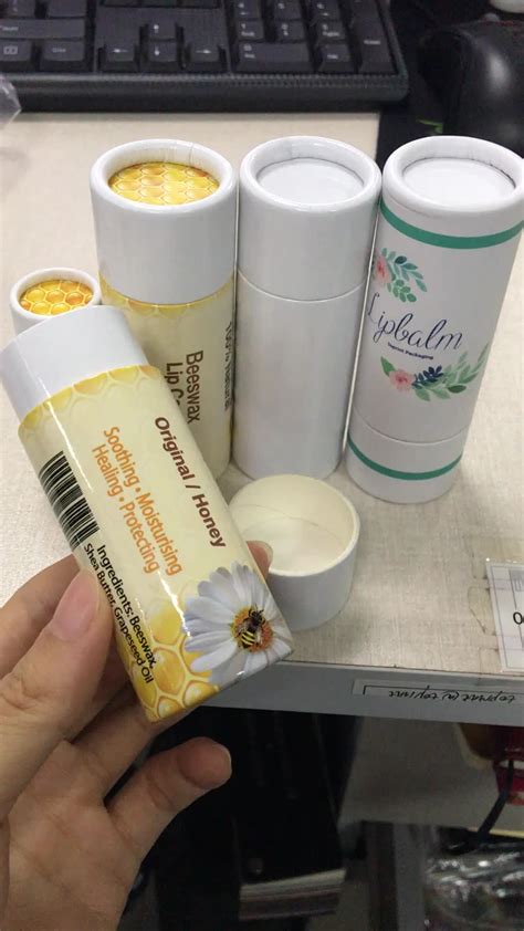 Biodegradable kraft paper lip balm tube with cmyk printing offset. Customized Lipstick Packaging Kraft Paper Lip Balm Tube ...