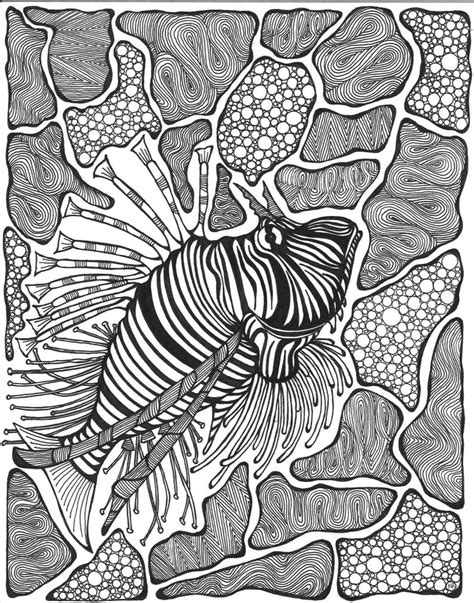 Dolphin coloring pages with spinner dolphin page. Lionfish Adult Coloring Page | Etsy