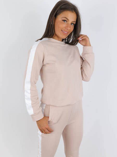 ❤ top qualität & günstiger preis. Trainingsanzug Mit Streifen ( Blouse+Jogginghose) Beige ...