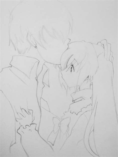 Anime couple cuddling drawings in pencil. Anime Couple Sketch by charmzcrown on DeviantArt