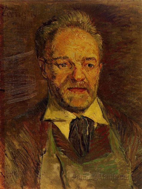 The first one was a simple composition with sombre colours. Portrait of Pere Tanguy 1886-1887 - Vincent van Gogh Paintings