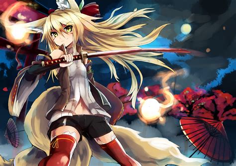 We did not find results for: Wallpaper : long hair, anime girls, shorts, weapon, fox girl, knee highs, sword, comics ...
