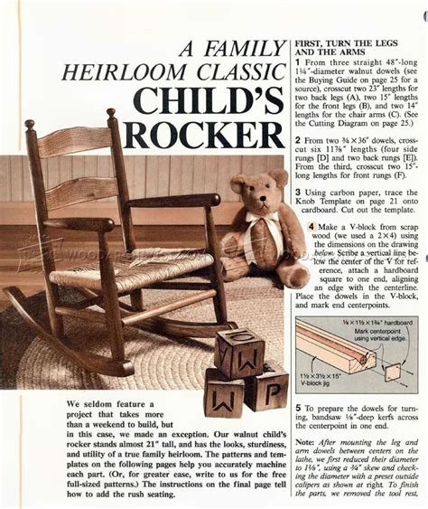 A rocking chair is a great addition to almost any room, and everyone enjoys 'sitting a spell' on a comfortable rocker. #1324 Childs Rocking Chair Plans - Children's Furniture ...