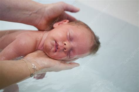 Safely bathe your little one in a baby bath tub or baby bath seat in the comfort of your kitchen sink if a bathtub is not available. Thalasso Baby Bath - Stock Image - C017/0985 - Science ...