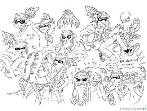 Image information image title : Splatoon Coloring Pages Characters Lineart by megaloceros ...