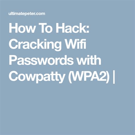Use free apps to view wifi password on jailbroken iphone/ipad. How To Hack: Cracking Wifi Passwords with Cowpatty (WPA2 ...