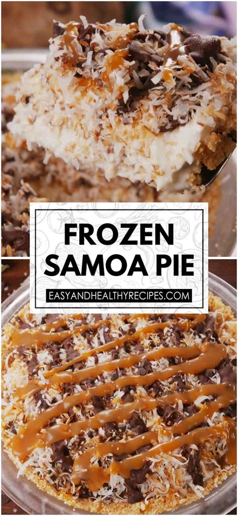 Frozen samoa pie is made with the best components of a somoa cookie — chocolate, caramel and coconut. Frozen Samoa Pie - By the Recipes