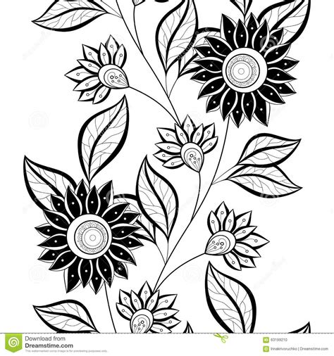 Descargas desde istock by getty images. Vector Seamless Monochrome Floral Pattern Stock Vector ...