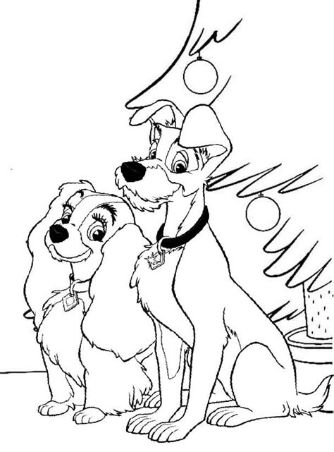 Home > coloring pages > lady and tramp coloring pages. Lady and the Tramp Christmas Tree Coloring Page ...