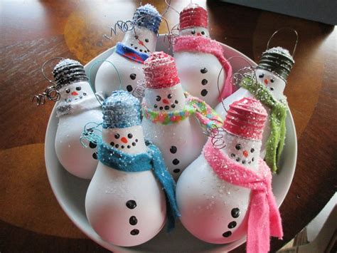 Snowman Ornament-Christmas Ornament-Co Worker Gift-Ornament Exchange-Repurposed Lightbulb ...