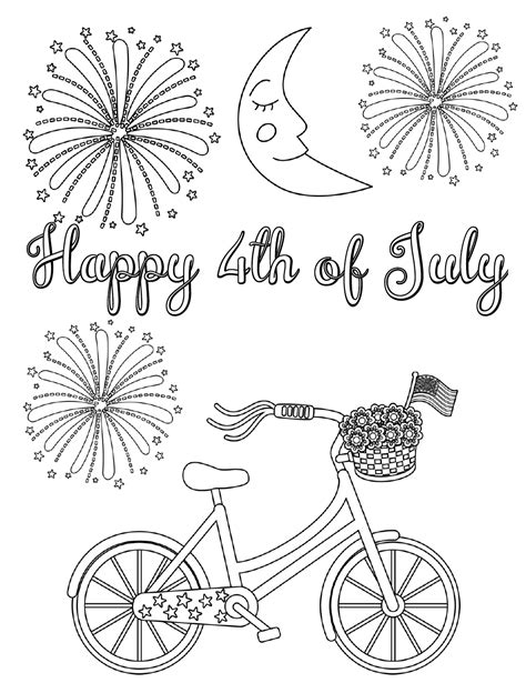 Patriotic fourth of july coloring page. Free Printable Fourth of July Coloring Pages: 4 Designs