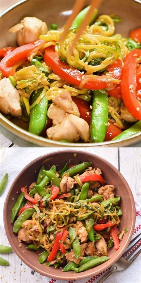 How to cook zucchini on the stove. Zucchini Noodle Stir Fry with Chicken · Seasonal Cravings ...