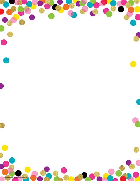 Free 8.5 x 11 page borders featuring colorful designs. Confetti Computer Paper | Bordes y marcos, Marcos del ...