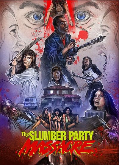 The words the slumber party are typed out in black and white courier font before the word massacre in all red caps is stamped. Staystillreviews: Slumber Party Massacre 4 - Dream Sequel!!!
