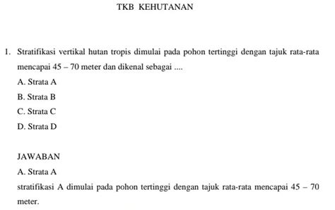 Jun 24, 2021 · contoh soal cpns 2021 & pembahasannya. Contoh Soal SKB Bidang Kehutanan CPNS Tahun 2021 dan Kunci Jawabannya - Bahas Tutorial