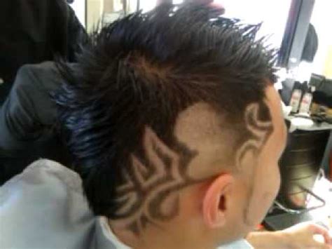 Tribal haircut designs for women. Mohawk w/ Clean Tribal designs - YouTube