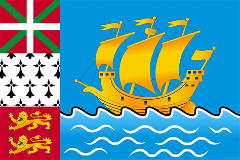 Une superficie de 242 km2 et un peu plus de 6000 habitants. This flag is from my island, Saint-Pierre et Miquelon. It was put together by a local merchant ...