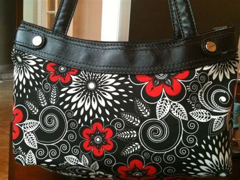 Red floral hand painted decorative pattern. Black red and white all over Thirty One Purse Cover | Etsy ...