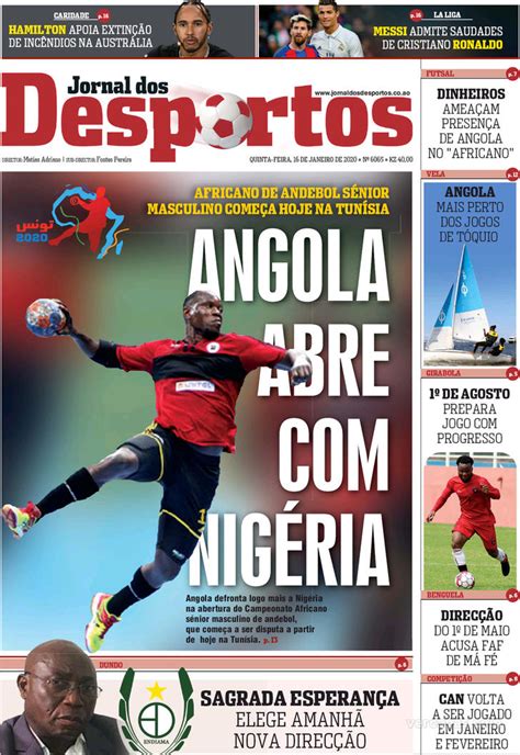 Acompanhe em directo as melhores jogadas e todas as notícias sobre desporto, actualizadas ao minuto. Capa - Jornal dos Desportos de 2020-01-16