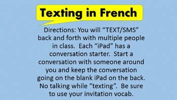 Texting in French, 8 Conversation Starters and Warm-Up | TpT