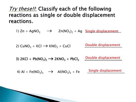 There are six types of chemical reactions: PPT - Classifying Chemical Reactions PowerPoint ...