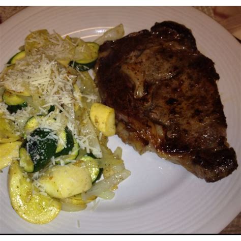 Things to.make in the crock pot with rib eye steak. Rib Eye w/ sautéed squash | Sauteed squash, Food, Dinner