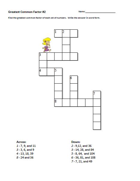 Need 8th grade map mathematics practice exercises and activities to measure your students' exam readiness? Grade 8 Math: Greatest Common Factor Crossword Puzzle