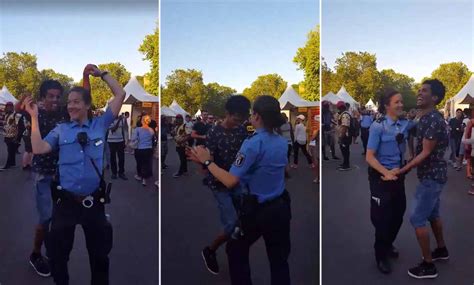 Beim kindergarten der kulturen hat sich zum 1. Tanzende Polizistin beim Karneval der Kulturen Straßenfest ...