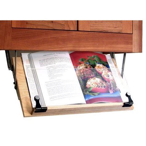 The unique under the cabinet holder gives an increased work space for cooking, and allows. DIY Under Cabinet Cookbook or iPad Shelf | Cookbook holder ...