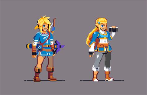 Before jumping into pixel art, remember: Sometimes pixels (Recent BOTW versions of Link and Zelda.)