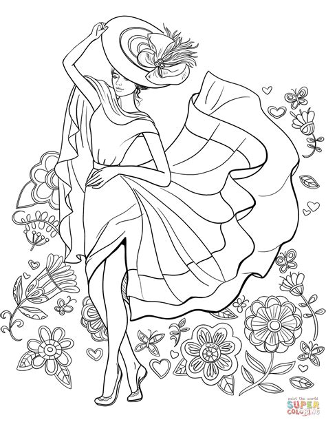 36 best coloring book for adults images on pinterest painting. Lady Pin-up coloring page | Free Printable Coloring Pages