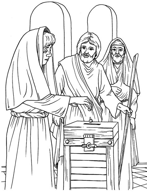 As they answer them correctly give them a chocolate coin. Widows Offering Coloring Page | Sermons4Kids