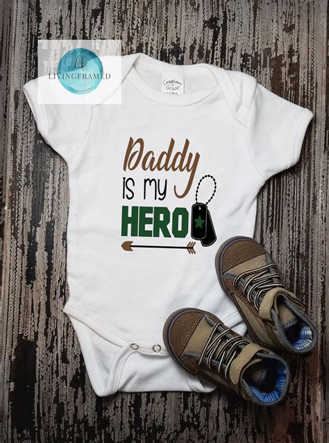 4.5 out of 5 stars. Daddy is my Hero Body Suit Military Baby Military Dad New ...