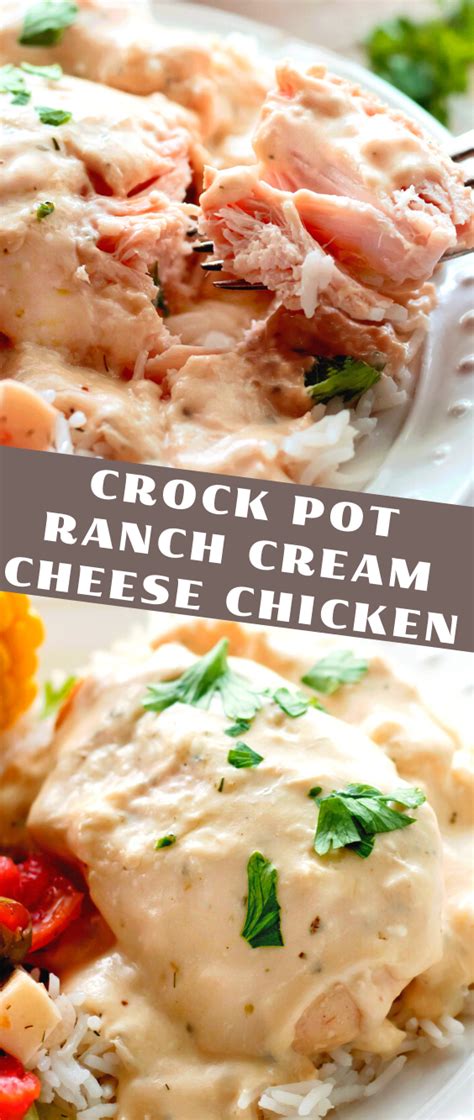 Creamy, savory chicken in the crock pot. CROCK POT RANCH CREAM CHEESE CHICKEN in 2020 | Cream ...