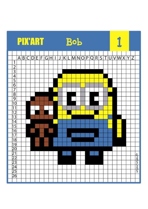 Pixel art a imprimer pas fatiguant coloriage pixel imprimer. 12 modèles de Pixel Art Minions à télécharger gratuitement en 2020 | Pixel art, Grille pixel art ...