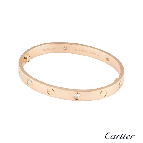 We believe in helping you find the product that is right for you. Cartier Rose Gold Half Diamond Love Bracelet Size 16 ...