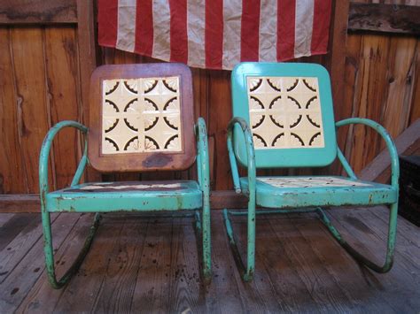 Begin by cleaning your metal furniture with a soap and water solution. Vintage 1950s Metal Lawn Porch Glider Patio Chairs