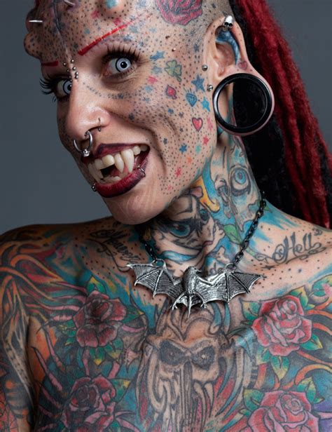 Devotees say tattoos, piercings, and skin implants, like those seen here. Vampire Woman - Ripley's Believe It or Not!