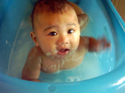 Baby afraid of rattle sound part 2. baby bath | My little girl enjoying a bath. She's nearly ...