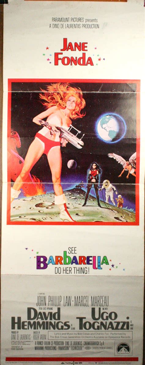 The overall paper size is 11.00 x 17.00 brand new and rolled and ready for display or framing print title: BARBARELLA, Jane Fonda Original Insert Movie Poster