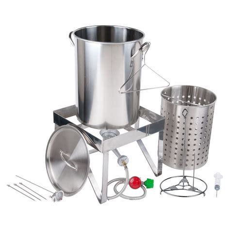 Big capacity turkey fryer with advanced features. Backyard Pro All Stainless Steel 30 Qt. Turkey Fryer Kit ...