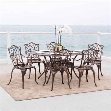 Cast aluminum patio set clearance. Haitian Outdoor Cast Aluminum 7-piece Dining Set by ...