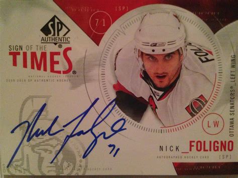 Statistics of nick foligno, a hockey player from buffalo, ny born oct 31 1987 who was active from 2003 to 2021. Nick Foligno Autographed Hockey Card - Ottawa Senators ...