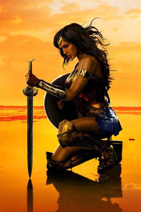 First wonder woman movie poster reveals the superhero's striking new costume. 640x960 New Wonder Woman Poster iPhone 4, iPhone 4S HD 4k ...