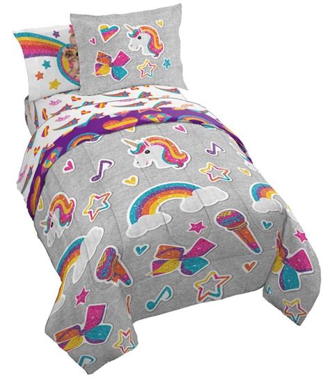 Jojo siwa twin comforter and sheet set + plush sparkle unicorn pillow buddy. JoJo Siwa Rainbow Sparkle 5 Piece Twin Bed Set, Grey (With ...